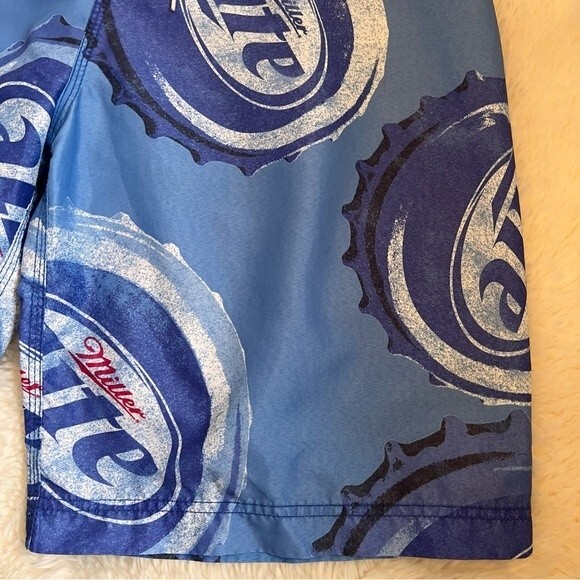 Miller Light Swim Trunks XXLarge 38 Board Shorts Summer Beach Blue Spring Break - Picture 7 of 10